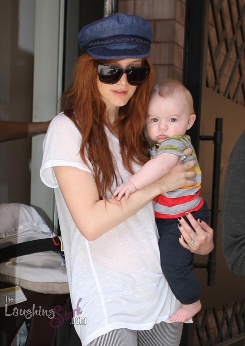 Ashlee Simpson and Baby Bronx in New York City