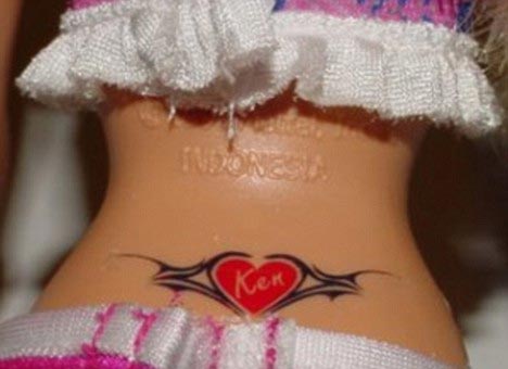  Barbie is trying to recapture her youth by getting a tramp stamp.
